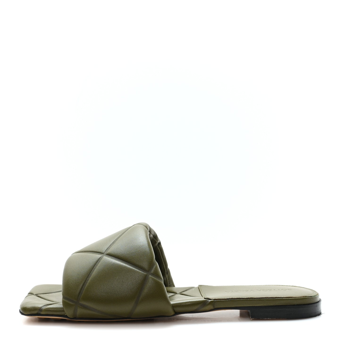 Nappa Quilted Rubber Lido Flat Sandals 37 Khaki