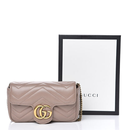 Gucci Calfskin Matelasse Super Mini GG Marmont Shoulder Bag Porcelain Rose 11 of 11