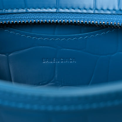 Balenciaga Semi Shiny Calfskin Crocodile Embossed Neo Classic Silver Hardware Mini City Turquoise 6 of 12