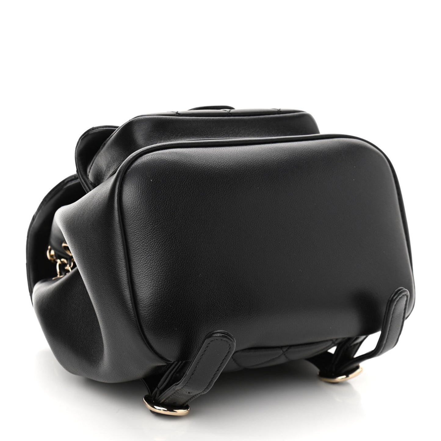 Lambskin Quilted Small Duma Drawstring Backpack Black