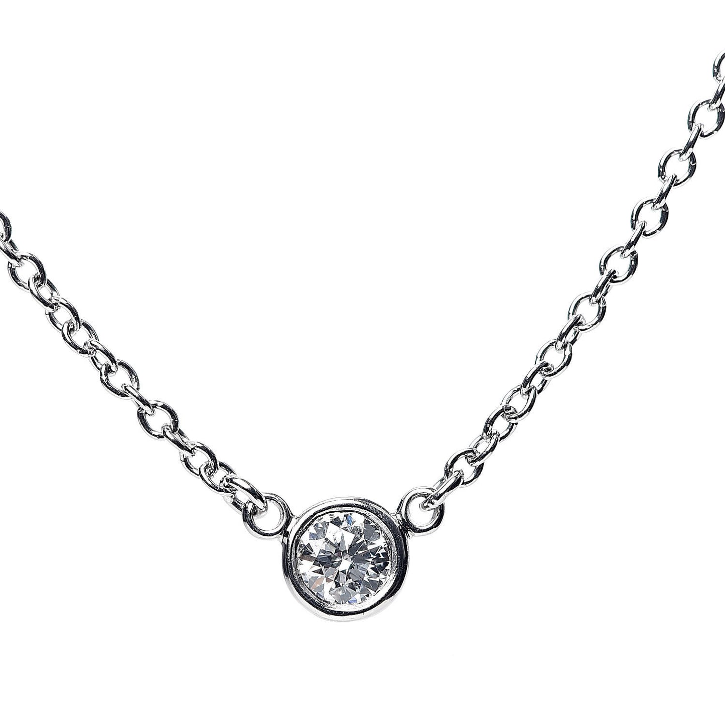 Platinum Diamond .08ct Elsa Peretti Diamonds by the Yard Pendant Necklace