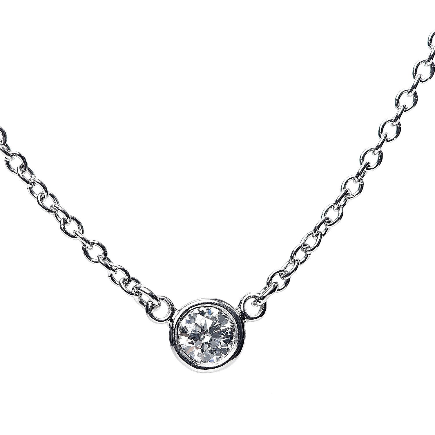 Tiffany Platinum Diamond .08ct Elsa Peretti Diamonds by the Yard Pendant Necklace 4 of 9