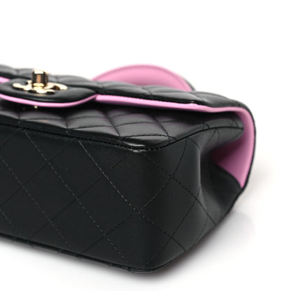 Chanel Lambskin Quilted Bi-Color Mini Top Handle Rectangular Flap Black Lilac 9 of 10