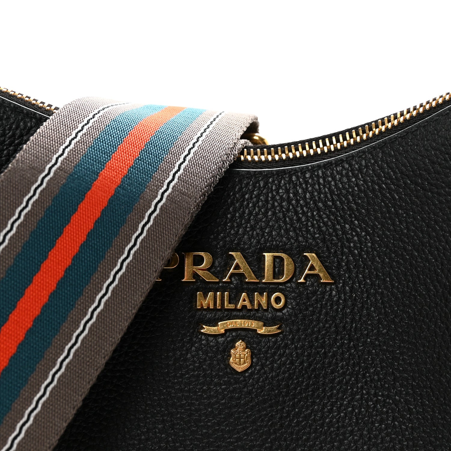 Prada Vitello Phenix Zippered Messenger Hobo Black 1845466