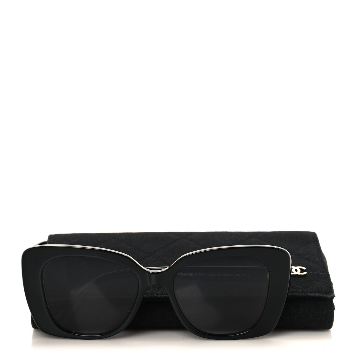 Chanel Acetate Polarized Rectangle Sunglasses 5504 Black 7 of 7