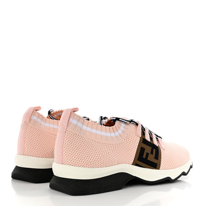 Fendi Stretch Knit Jacquard FF Lace-Up Sock Sneakers 38.5 Pink 4 of 8
