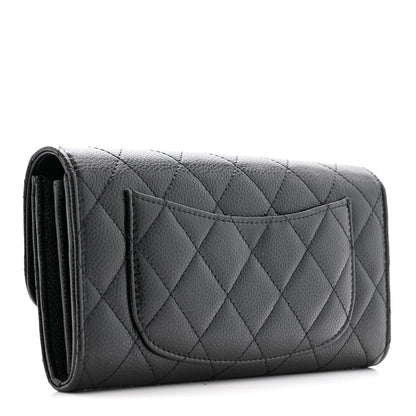 Chanel Caviar Quilted Large Gusset Flap Wallet Black 3 of 11