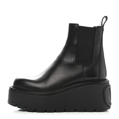 Valentino Garavani Calfskin VLOGO Uniqueform Chelsea 55/85mm Flatform Ankle Boots 37.5 Black 1 of 9
