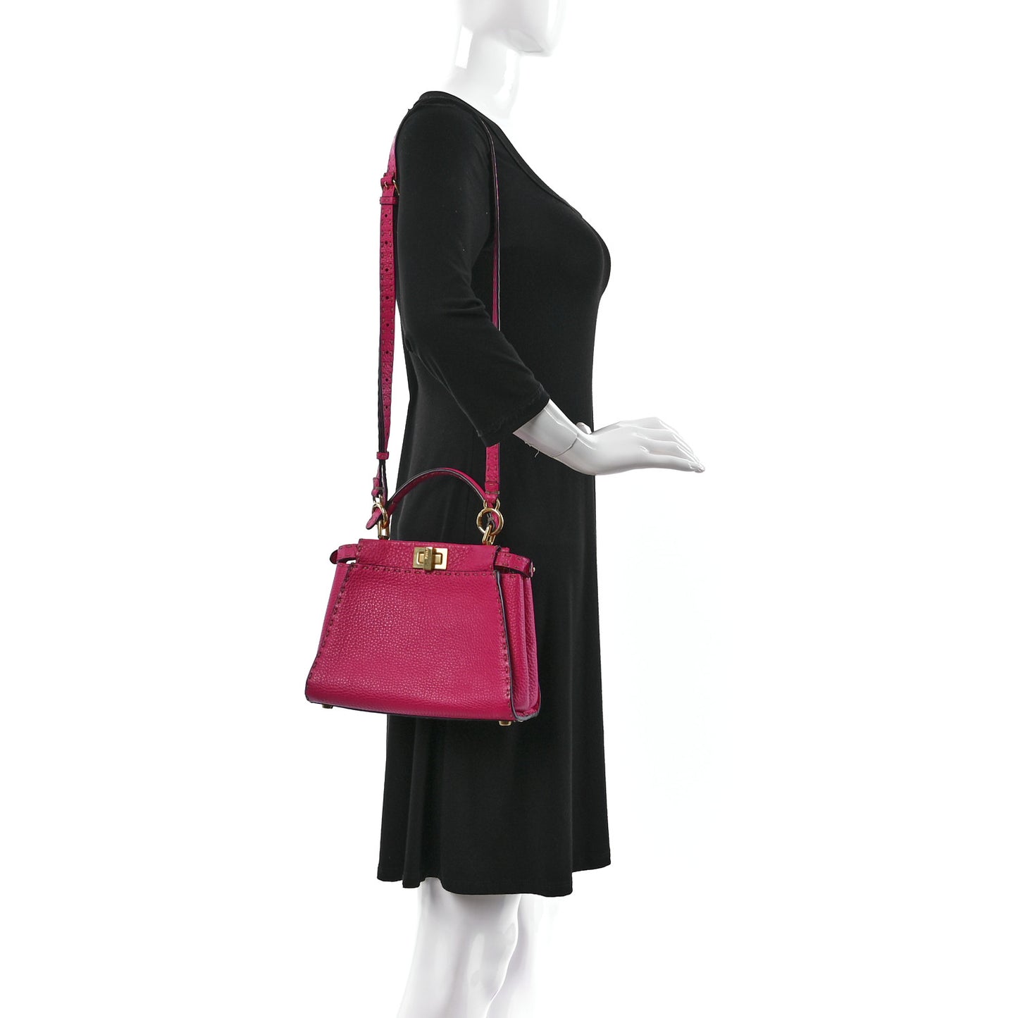 Cuoio Romano Selleria Mini Peekaboo Iconic Satchel Fuxia