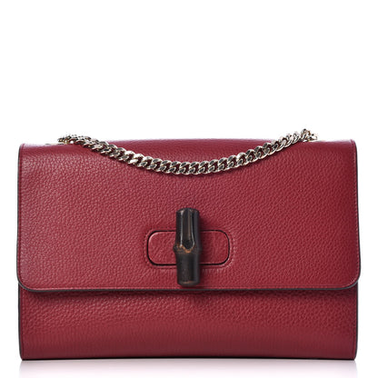 Gucci Pebbled Calfskin Medium Miss Bamboo Shoulder Bag Burgundy 1 of 8