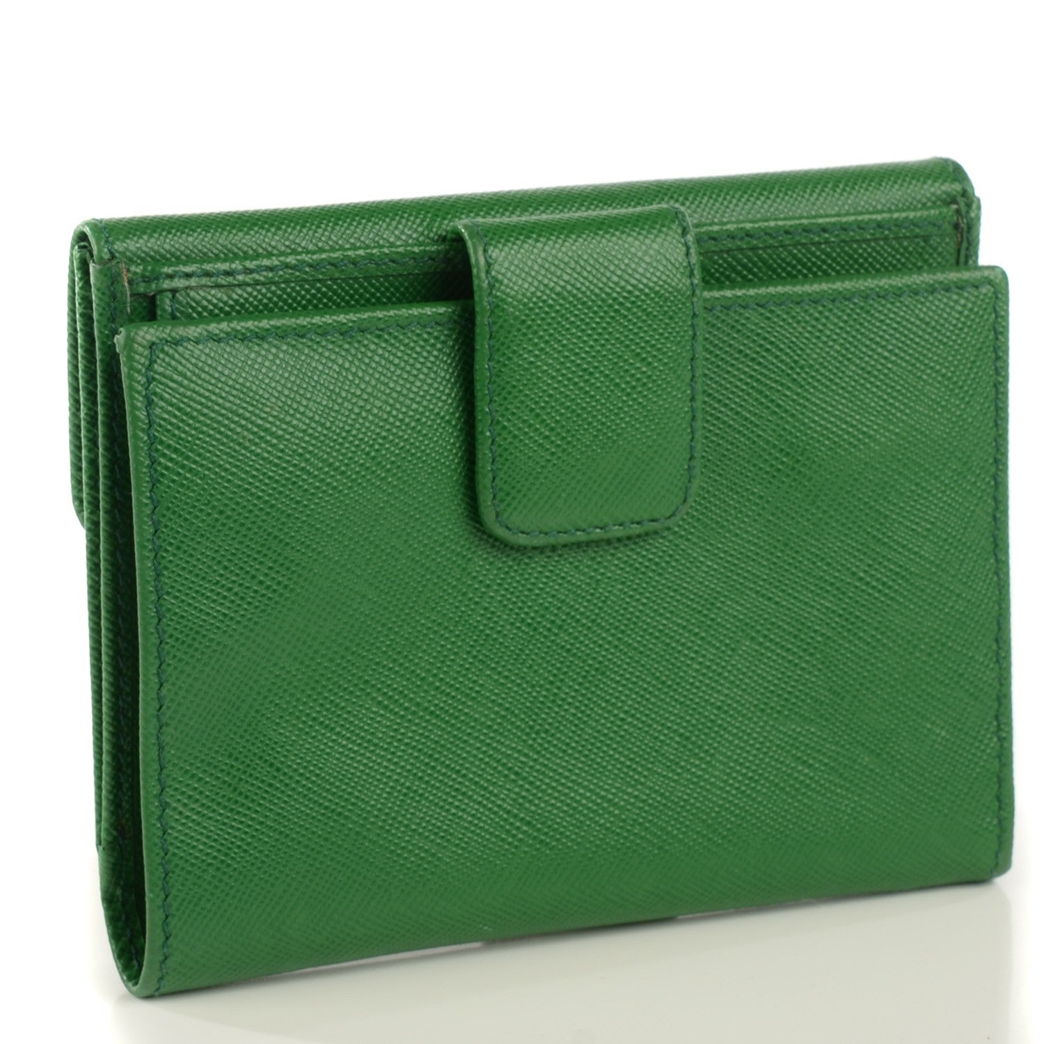 Prada Saffiano Metal Compact Wallet Verde 3 of 9