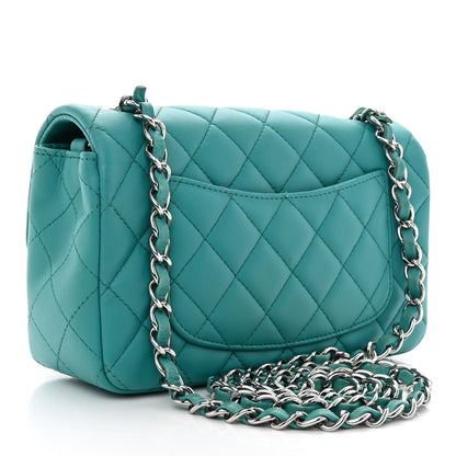 Chanel Lambskin Quilted Mini Rectangular Flap Turquoise 3 of 13