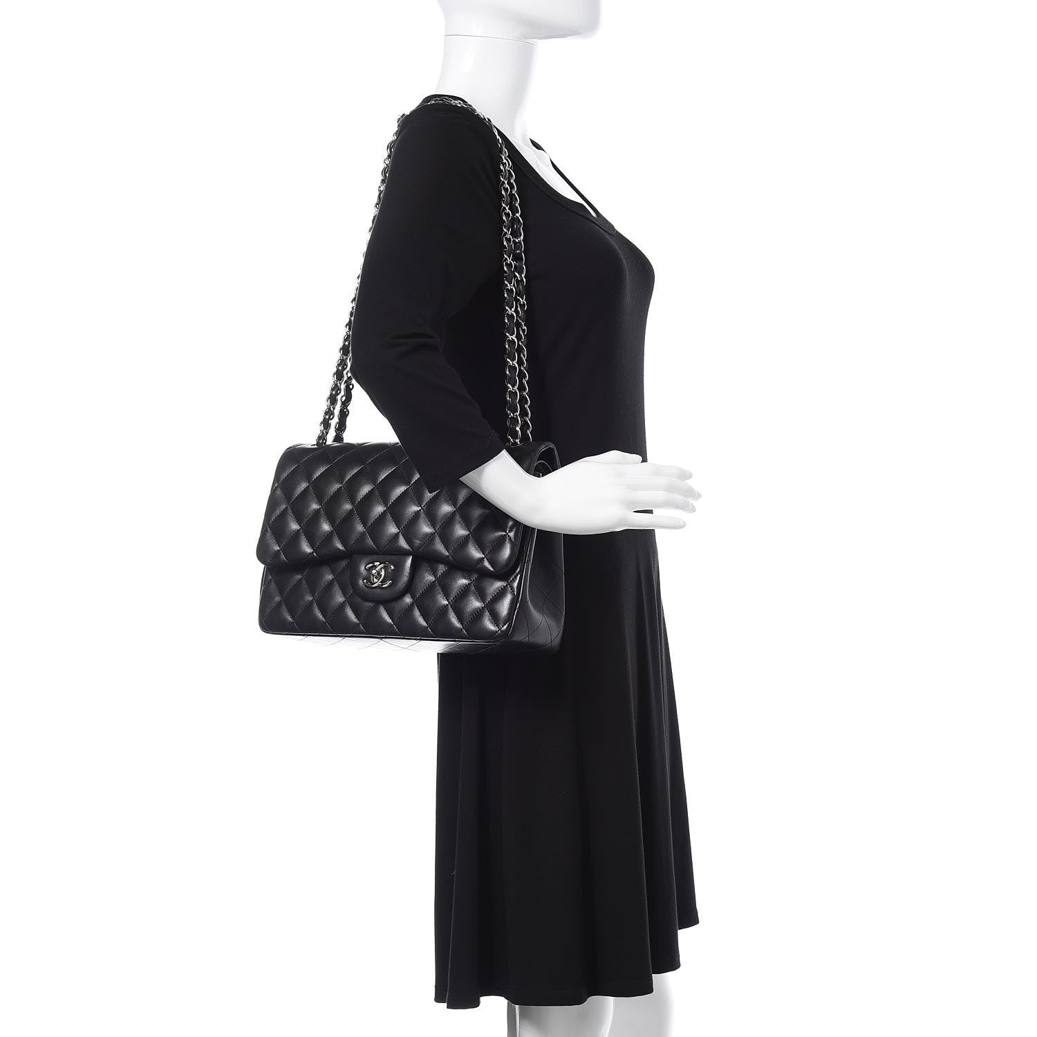 Chanel Lambskin Quilted Jumbo Double Flap Black 2 of 17