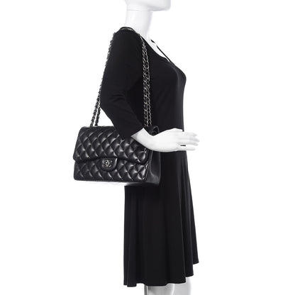 Chanel Lambskin Quilted Jumbo Double Flap Black 2 of 17