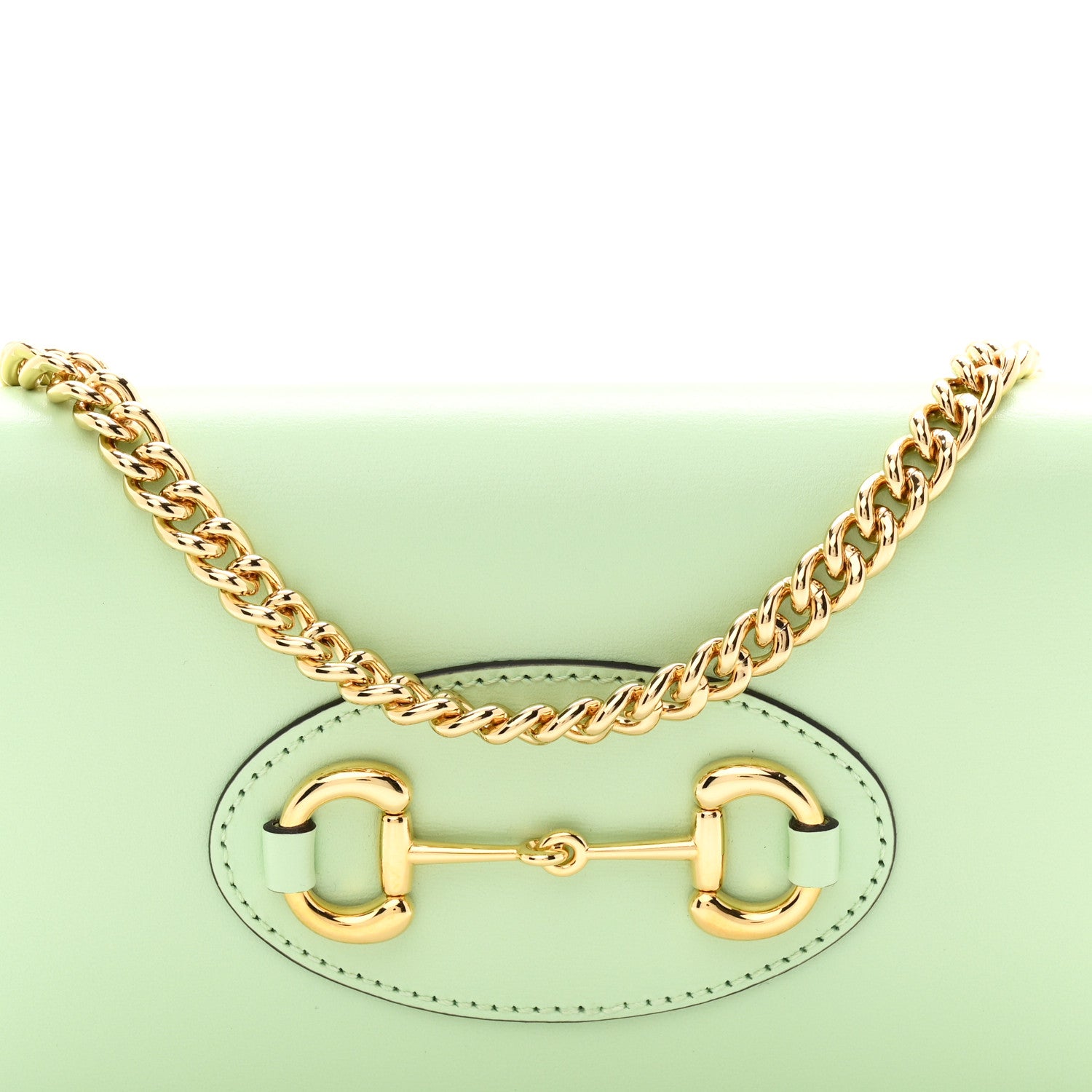Gucci Boarded Plutone Calfskin Horsebit 1955 Wallet On Chain Green 8 of 11