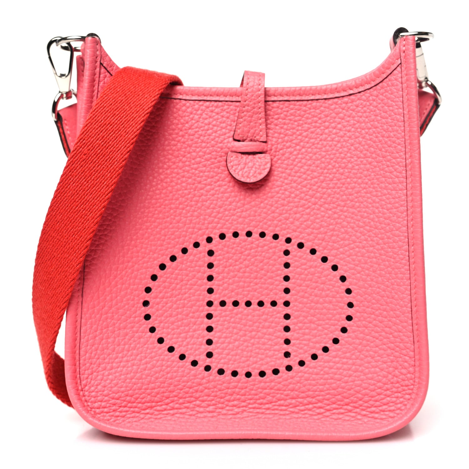 Hermes Taurillon Clemence Amazone Evelyne TPM Rose Azalee Rouge Pivoine 1 of 11