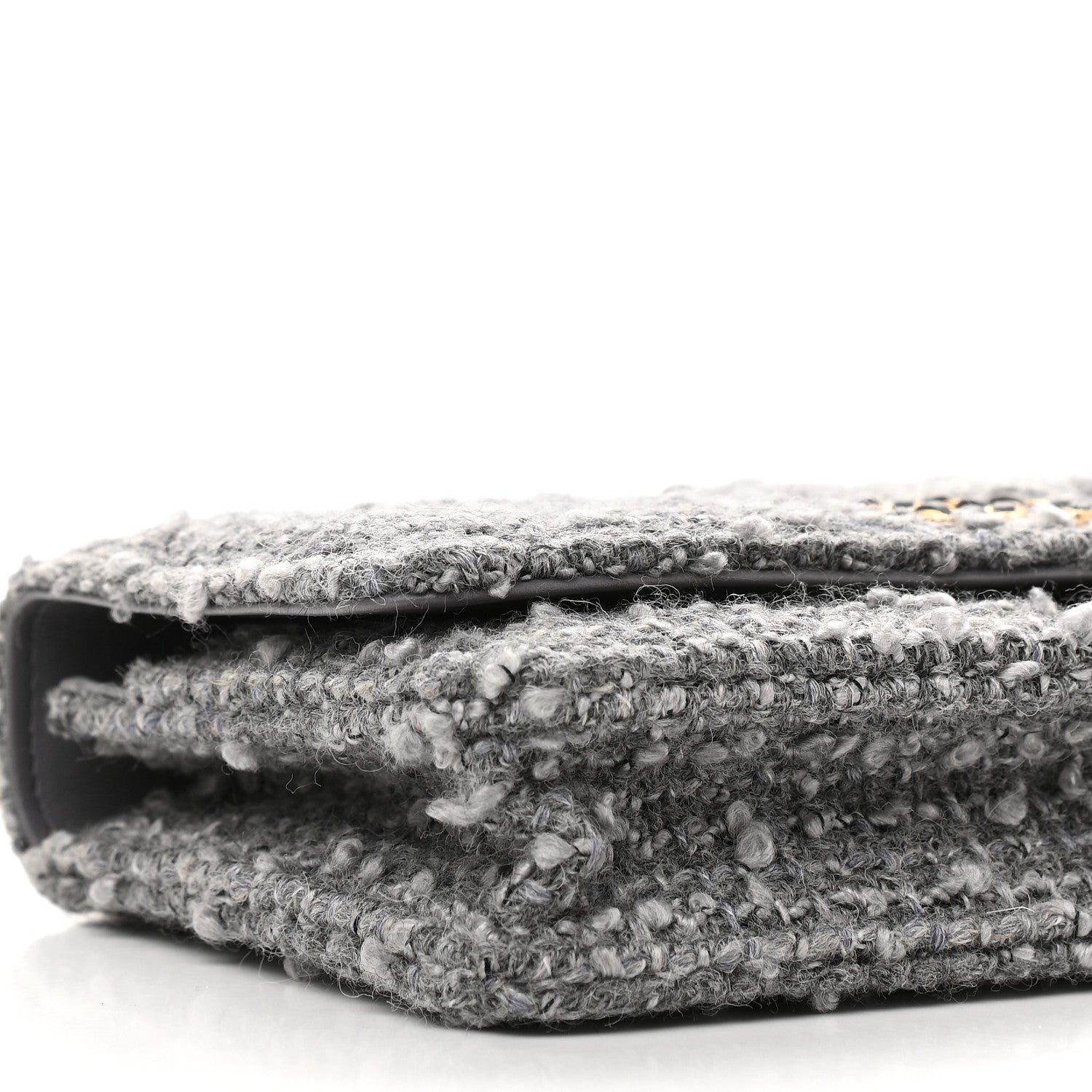 Chanel Wool Tweed Lambskin Quilted Chanel 19 Wallet On Chain WOC Grey 9 of 11