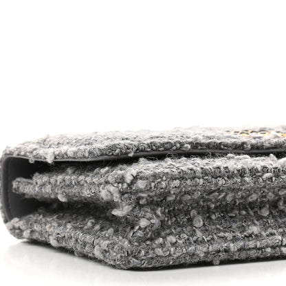 Chanel Wool Tweed Lambskin Quilted Chanel 19 Wallet On Chain WOC Grey 9 of 11