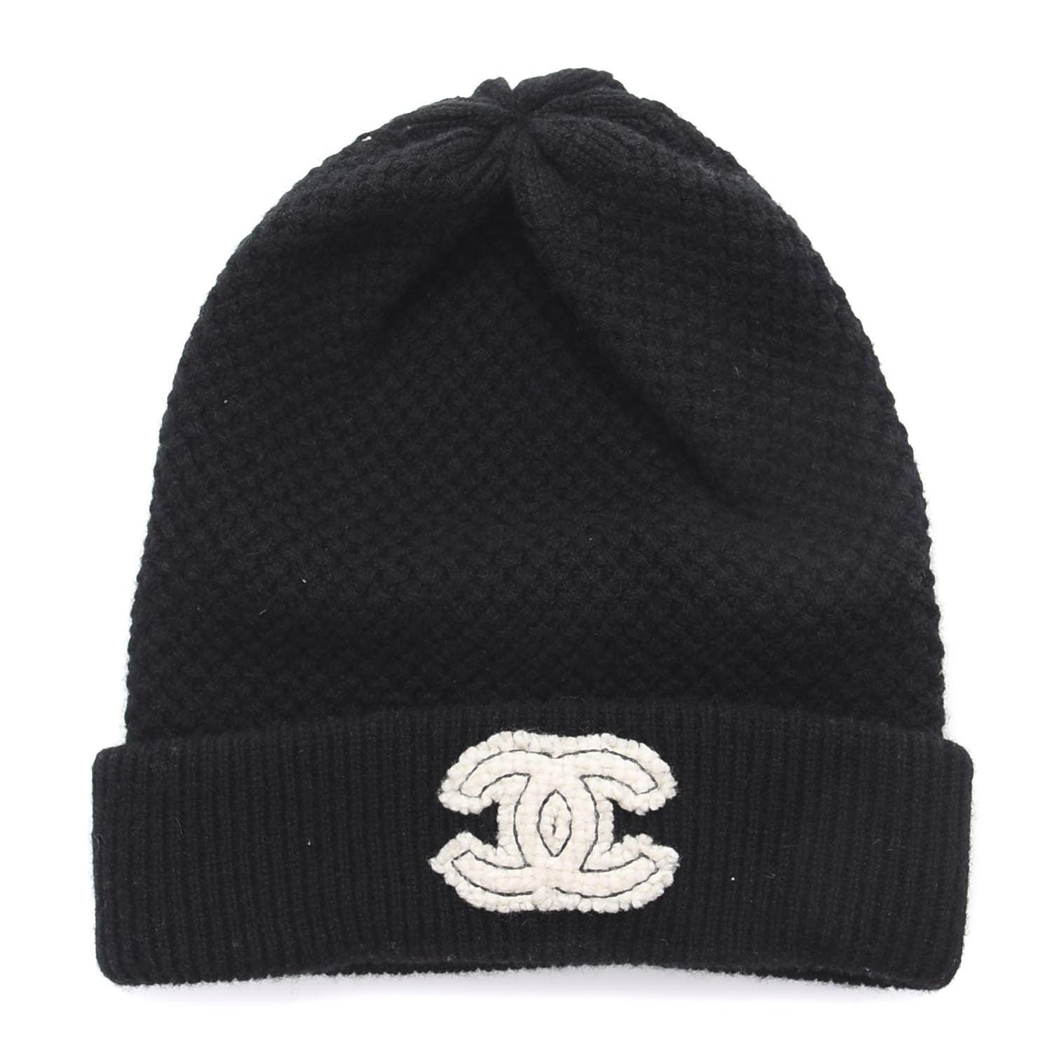 Chanel Cashmere CC Beanie Hat Black 1 of 4