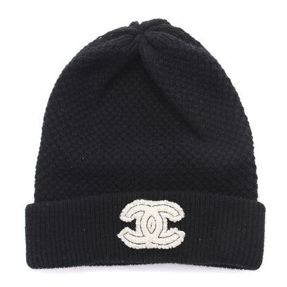 Chanel Cashmere CC Beanie Hat Black 1 of 4