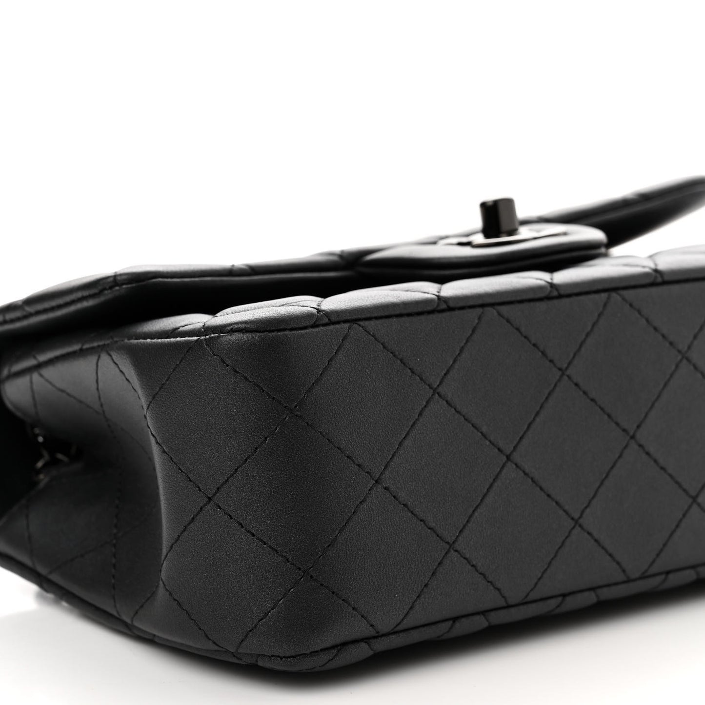Lambskin Quilted Mini Rectangular Flap So Black