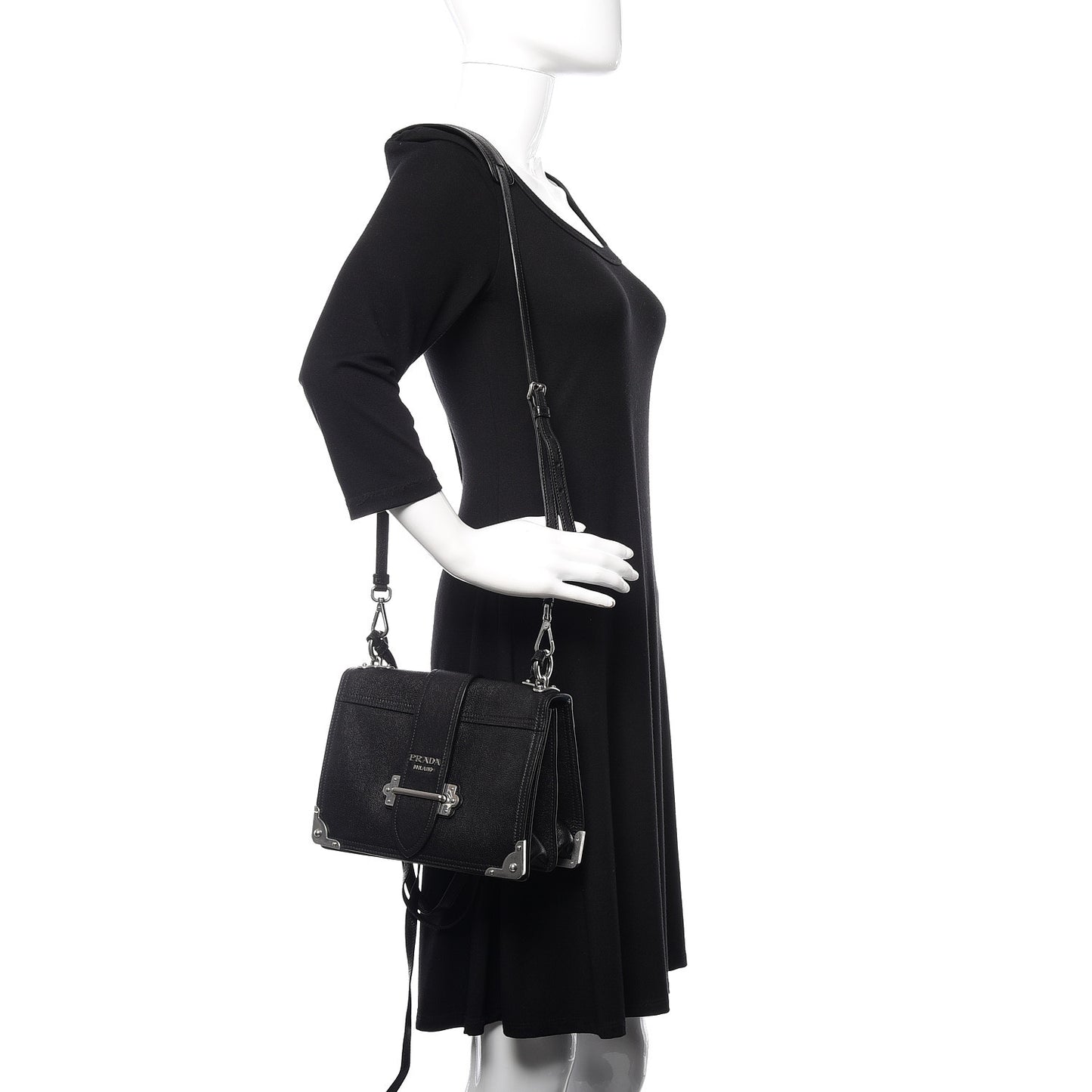Glace Calf Large Soft Cahier Bag Black Astrale