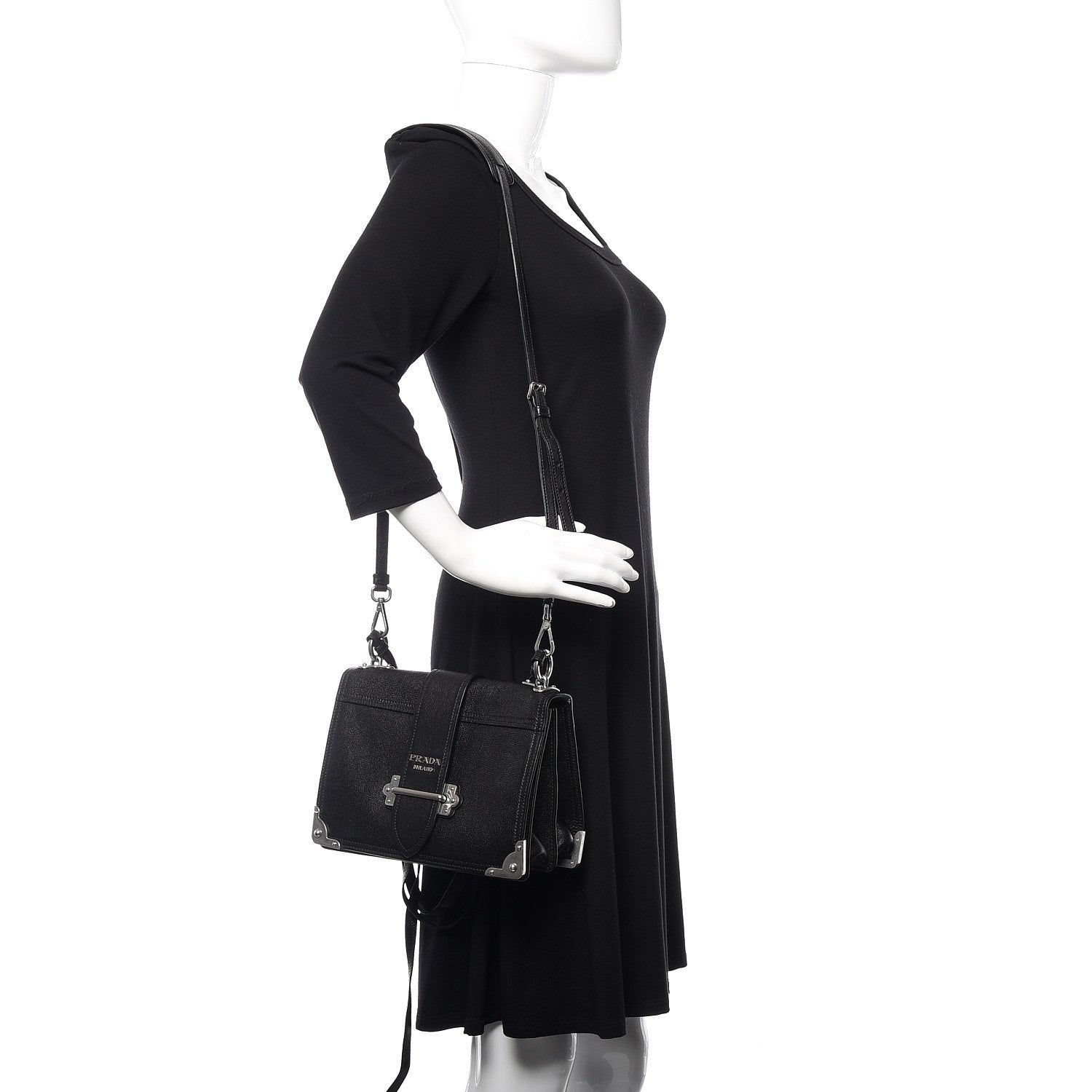 Prada Glace Calf Large Soft Cahier Bag Black Astrale 2 of 11