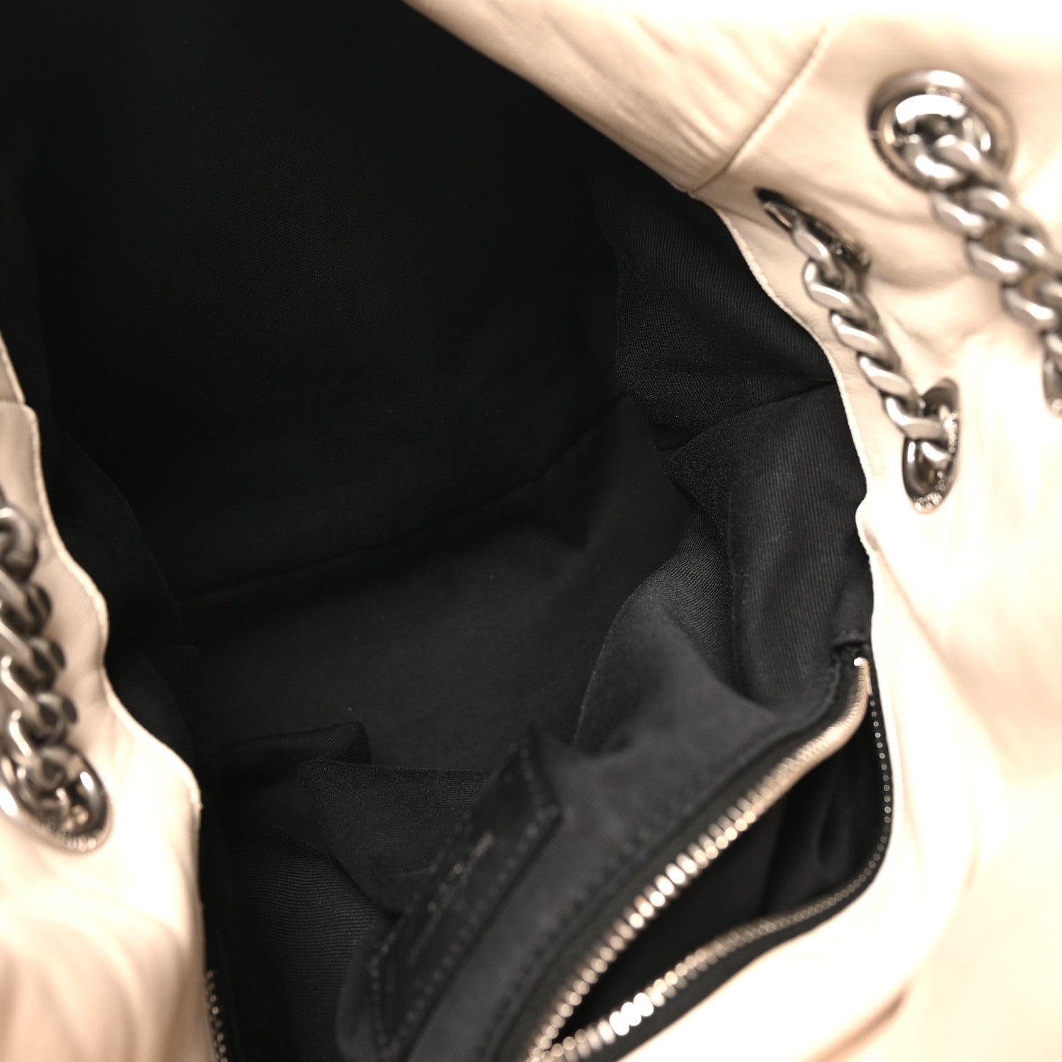 Saint Laurent Lambskin Quilted Medium Loulou Puffer Monogram Chain Satchel Crema Soft 5 of 10
