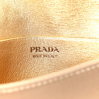 Prada Satin Crystal Metal Triangle Logo Card Holder With Strap Platino 5 of 9