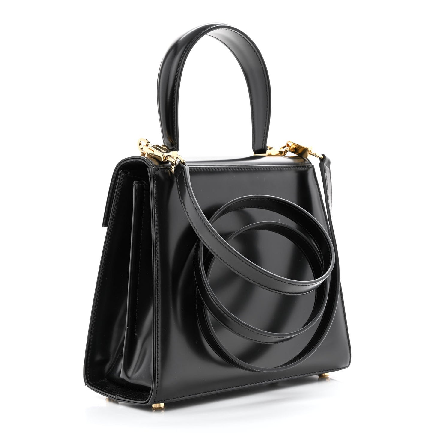 Brushed Off Calfskin Iconic Top Handle Bag Black