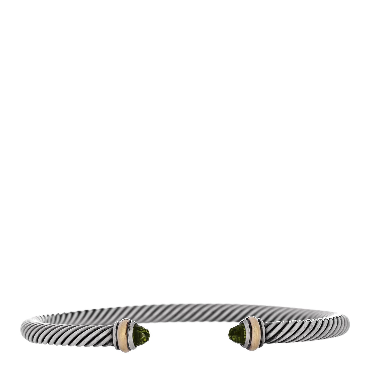 Sterling Silver 18K Yellow Gold Peridot 4mm Cable Classics Bracelet