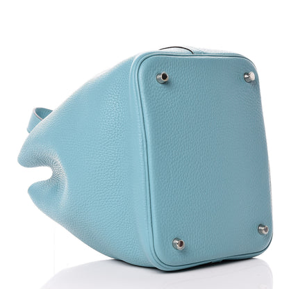 Hermes Taurillon Clemence Picotin Lock 22 MM Bleu Atoll 4 of 8
