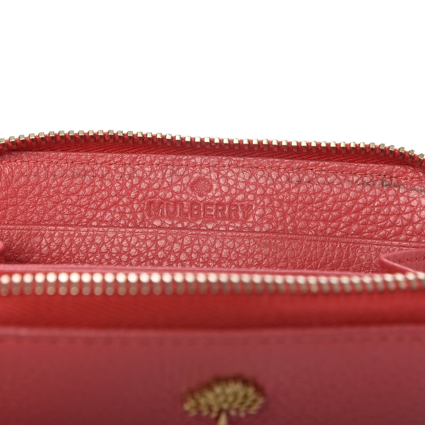 Small Classic Grain Compact Zip Wallet Deep Pink