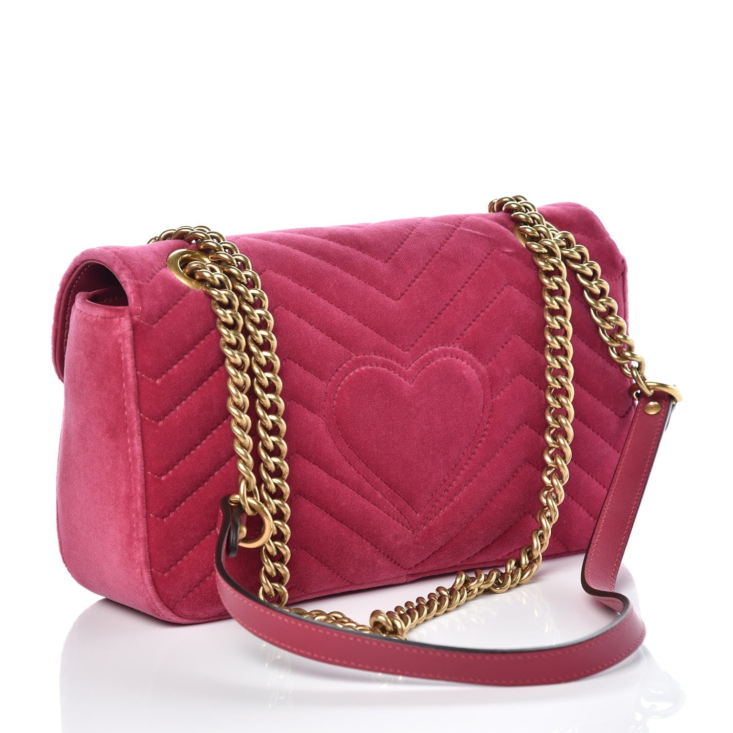 Gucci Velvet Matelasse Small GG Marmont Shoulder Bag Light Raspberry Rose 3 of 12
