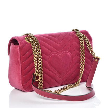 Gucci Velvet Matelasse Small GG Marmont Shoulder Bag Light Raspberry Rose 3 of 12