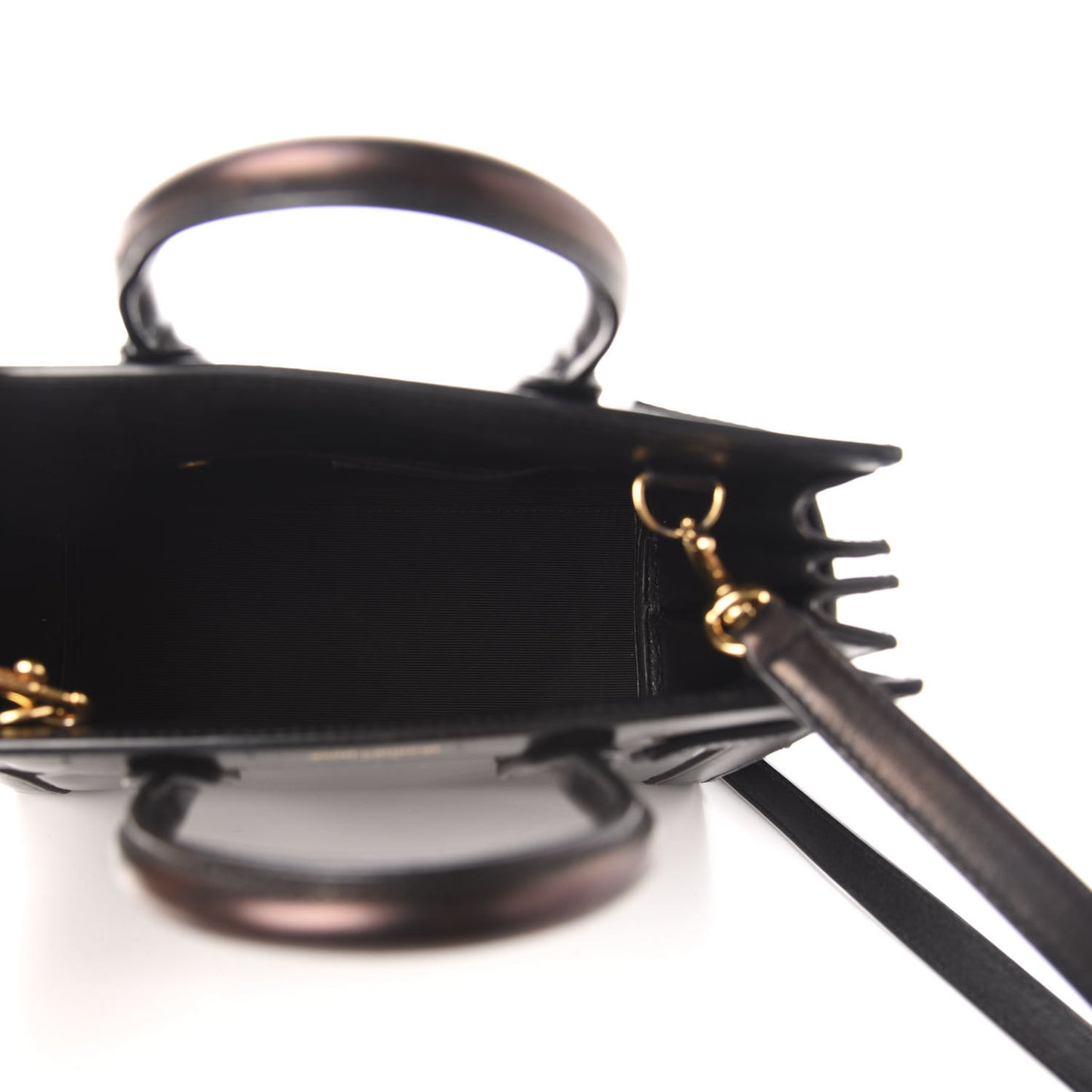 Patent Calfskin Nano Sac de Jour Black