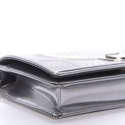 Christian Dior Metallic Patent Micro-Cannage Diorama Wallet on Chain Pouch Silver 6 of 9