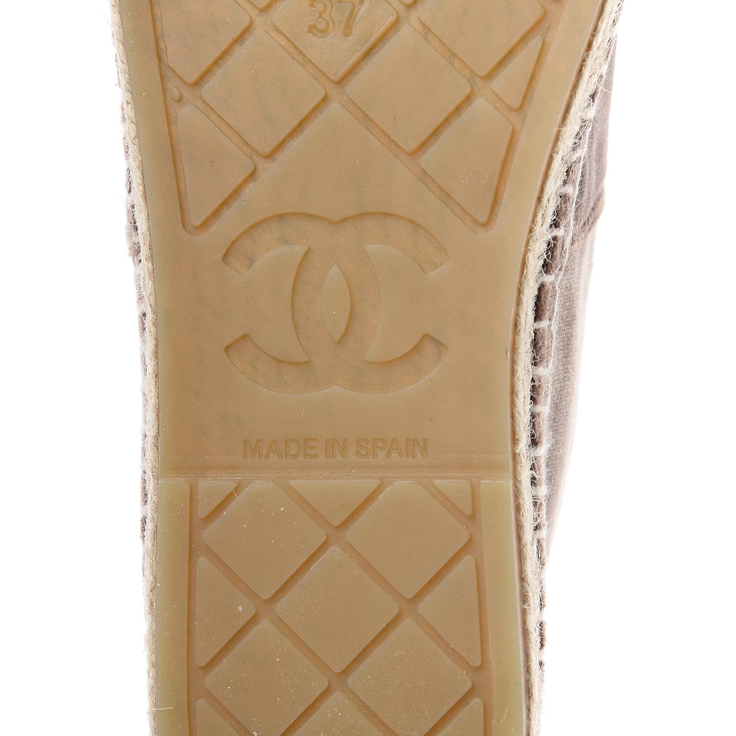 Chanel Velvet Logo Espadrilles 37 Beige Black 8 of 9