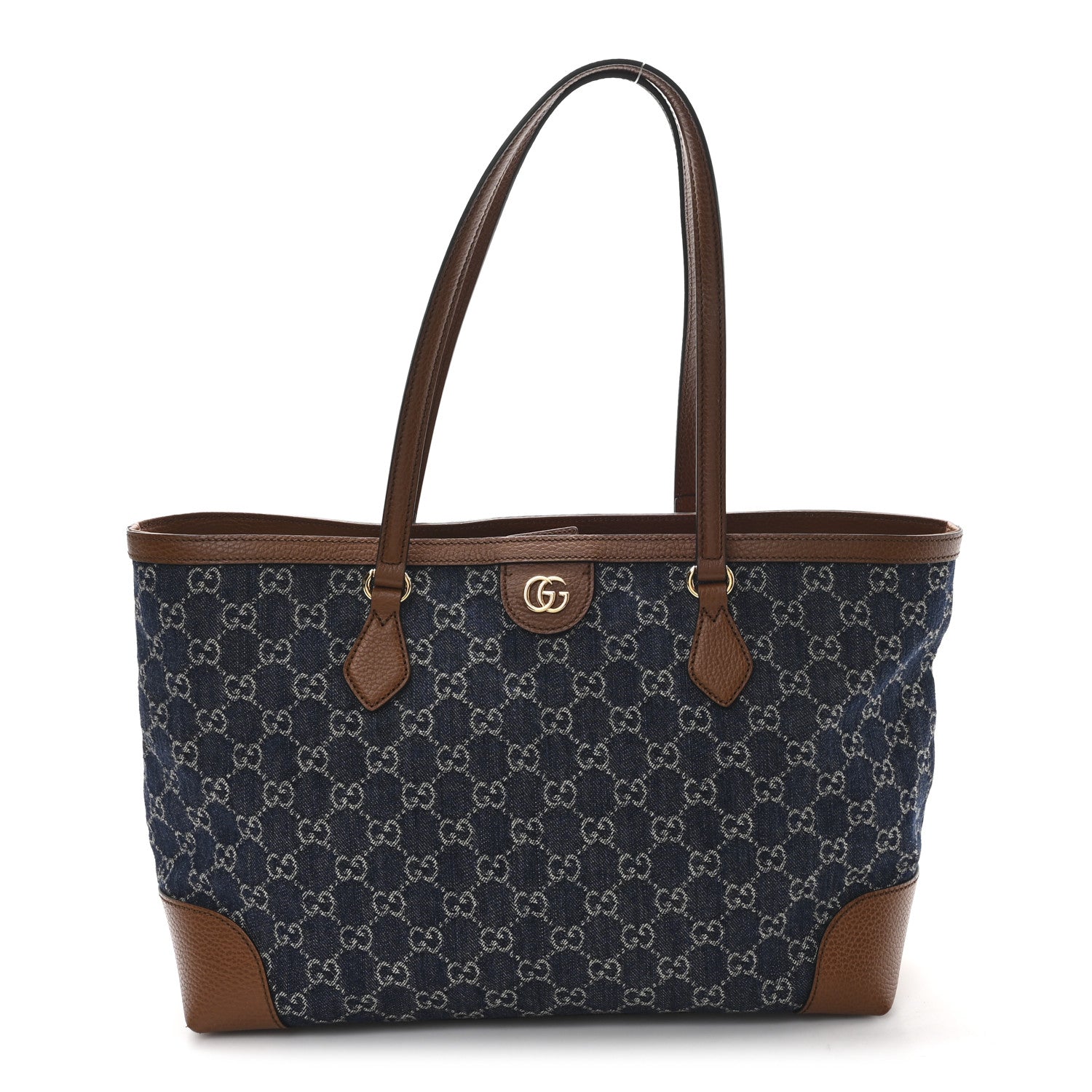 Gucci New Denim GG Monogram Medium Ophidia Shopping Tote Blue Tea Cuir 1 of 10