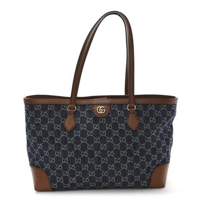 Gucci New Denim GG Monogram Medium Ophidia Shopping Tote Blue Tea Cuir 1 of 10