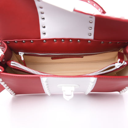 Valentino Garavani Vitello Colorblock Small Free Rockstud Single Handle Flap Bag Rosso Valentino Optic White 5 of 10