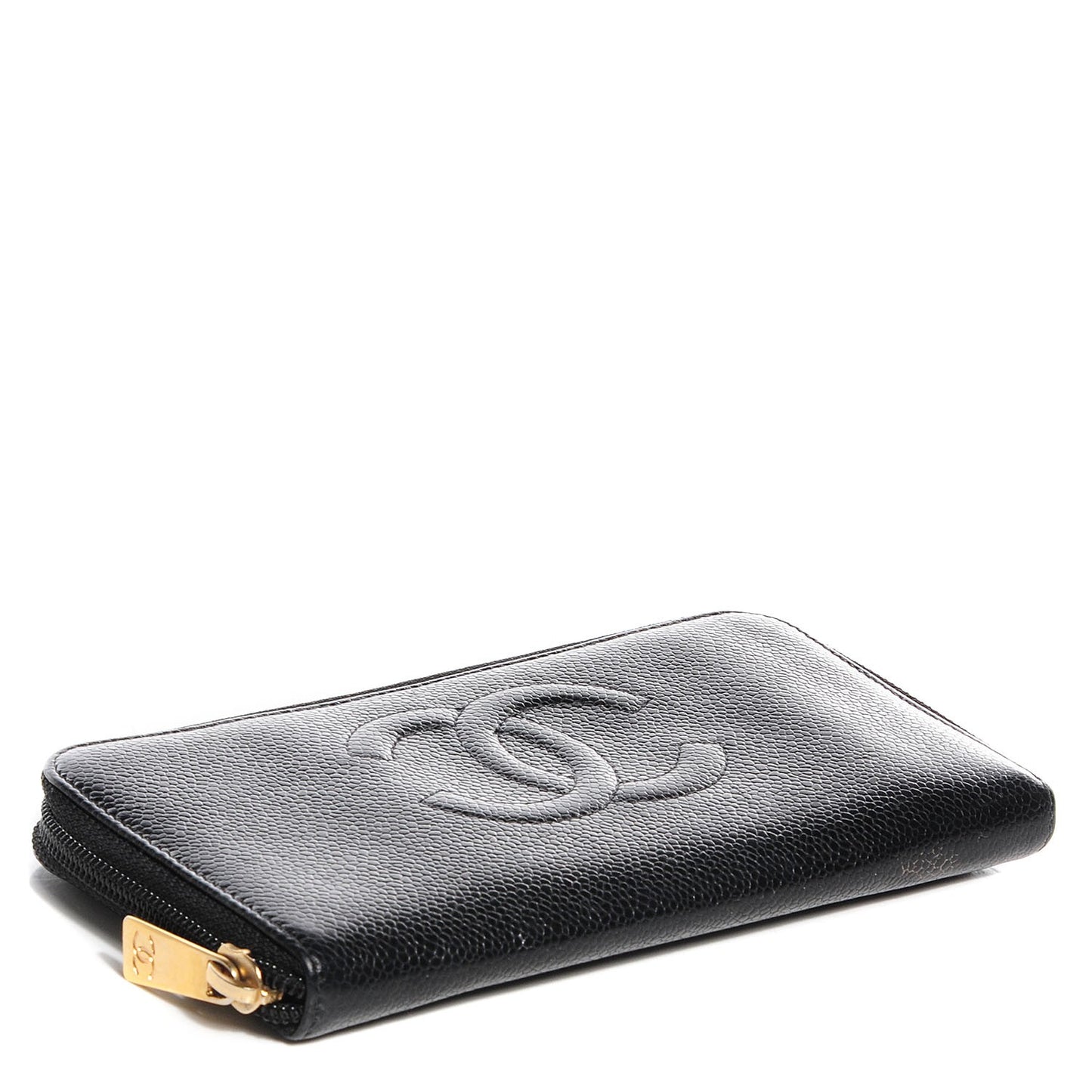 Caviar Large Timeless CC Zip Around Wallet Black