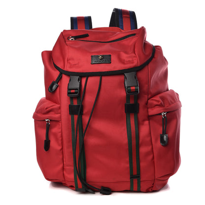 Gucci Techno Canvas Web Double Buckle Backpack Red 1 of 9