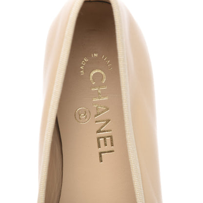 Chanel Lambskin Cap Toe CC Ballerina Flats 39 Beige Black 6 of 10