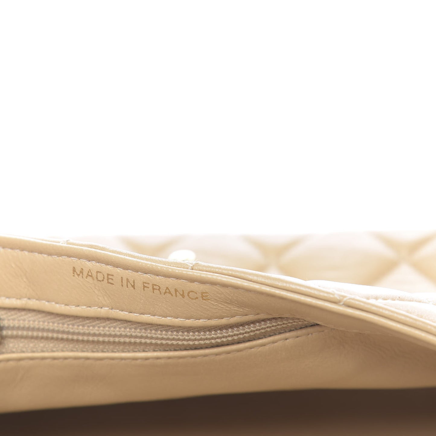 Lambskin Quilted Small Double Sided Flap Beige