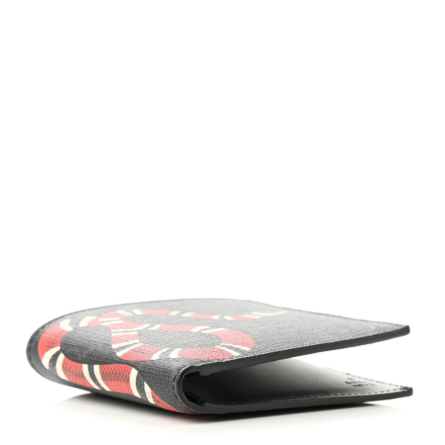 GG Supreme Monogram Selleria Calfskin Kingsnake Bi-Fold Wallet Black Multicolor