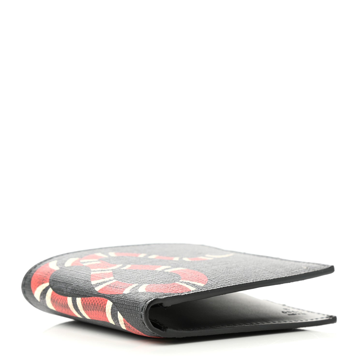 Gucci GG Supreme Monogram Selleria Calfskin Kingsnake Bi-Fold Wallet Black Multicolor 4 of 8
