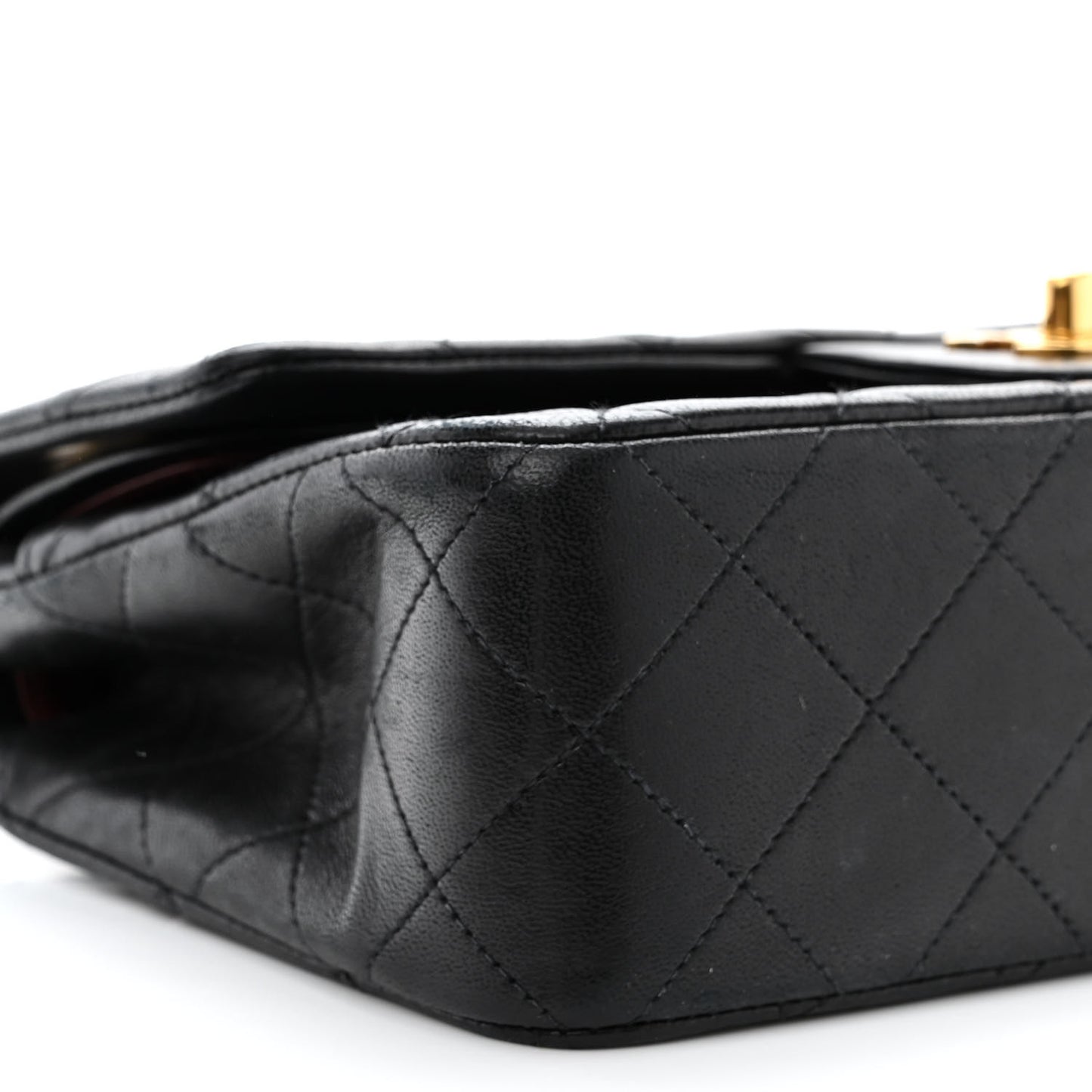 Lambskin Quilted Small Double Flap Black