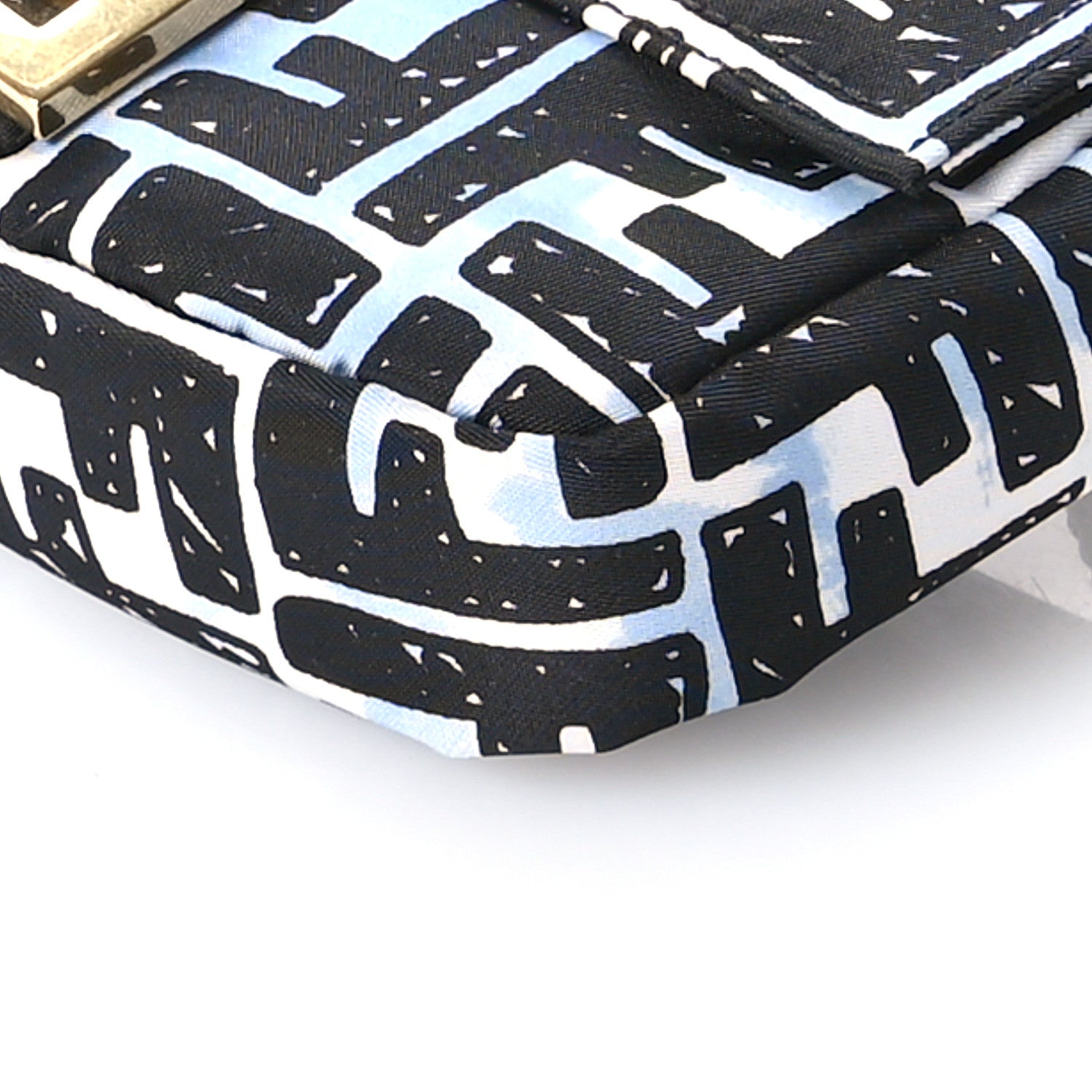 Fendi X JOSHUA VIDES Nylon FF Cloudy Mini Belt Baguette Bag White Celeste Black 10 of 11