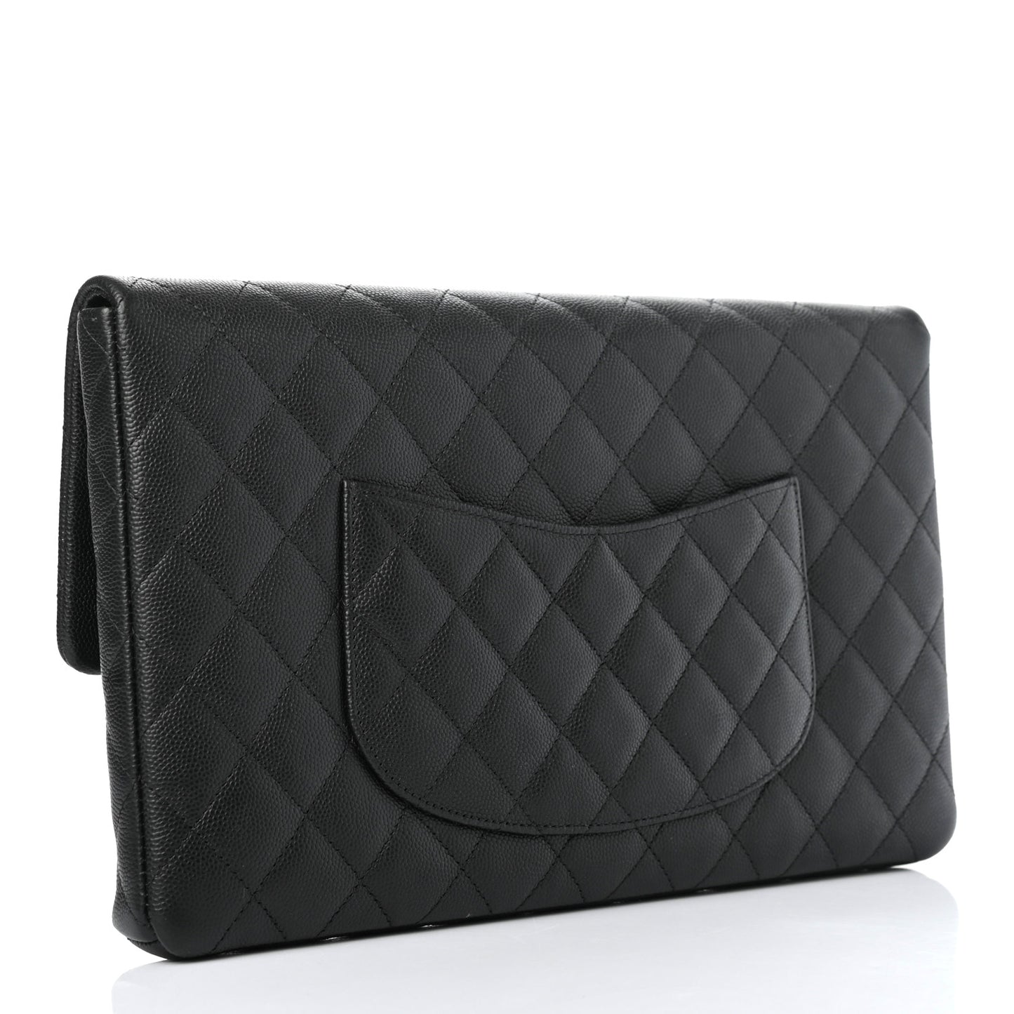 Caviar Quilted Flap Clutch Black